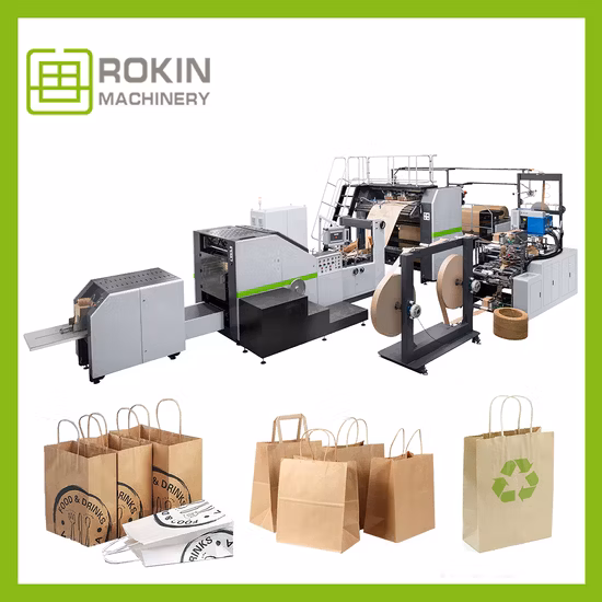 L'hôtel d'alimentation d'arbre à air de marque Rokin met en sac des sacs en papier alimentaires entièrement automatiques faisant la machine