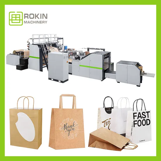 L'emballage de pop-corn supérieur de marque Rokin met en sac la machine de fabrication de sacs en papier entièrement automatique