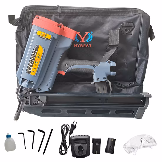 Vente d'usine originale pistolet à ongles en bois Hybest 2190 combinaison de cloueuse à cadre pour pistolet à batterie sans fil à bande en plastique à 21 degrés